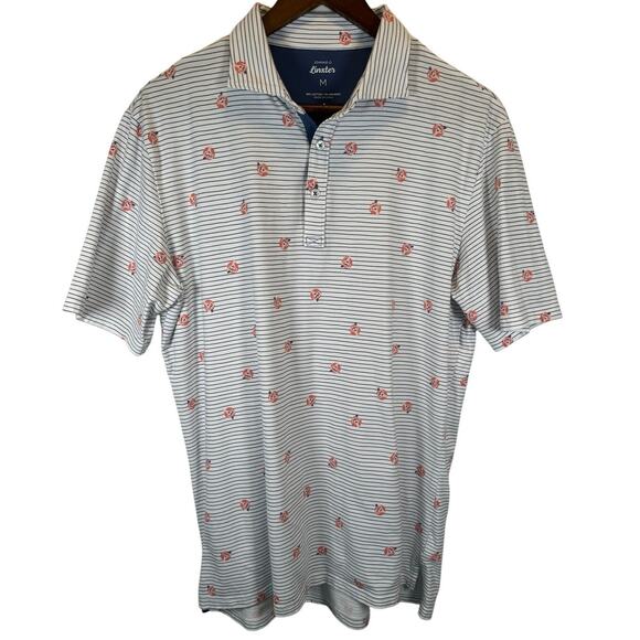 Johnnie-O Men’s M Linxter Golf Polo Shirt White Striped Stretch Performance EUC - Picture 2 of 10